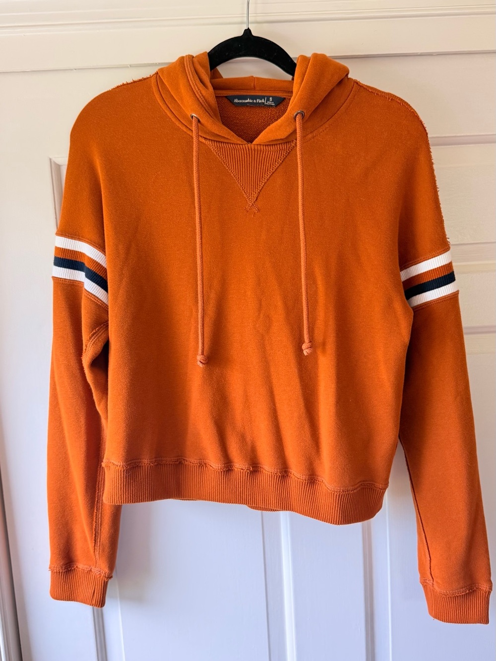 Abercrombie & Fitch Orange Cropped Hoodie Small Varsity Sweatshirt